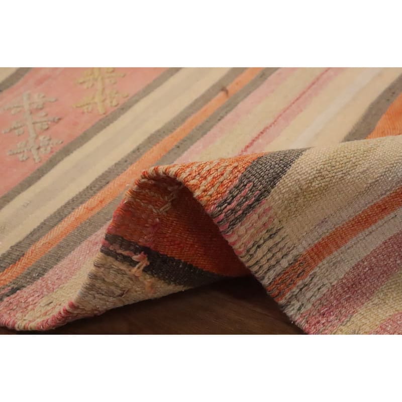Hand Woven Oriental 100% Wool Carpet Southwestern Tribal Multi-Colored Kilim Area Rug - 9' 0'' X 6' 1''