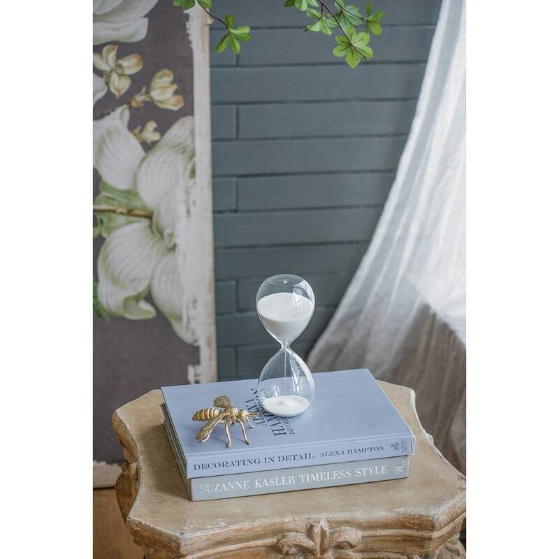 Set of 2, 8" Ferdinand 30-Minute Hourglass, White Sand