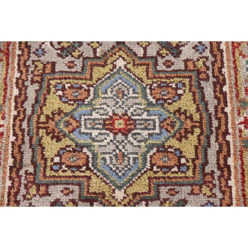 Grey Traditional Heriz Serapi Oriental Area Rug Handmade Wool Carpet - 2'0"x 3'0"