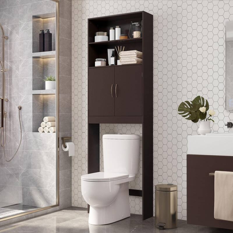 Over the Toilet Storage Cabinet - 8"D x 25"W x 77"H