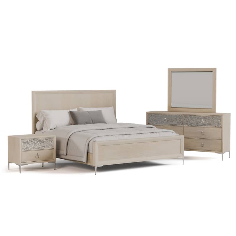 Furniture of America Fable Modern 4-Piece Solid Wood Panel Bedroom Set