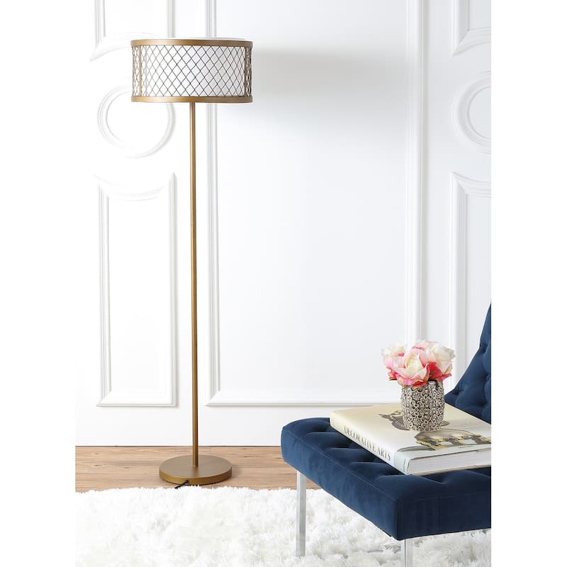 SAFAVIEH Lighting 58-inch Evie Mesh Gold 2-light Floor Lamp - 16"x16"x58.25"