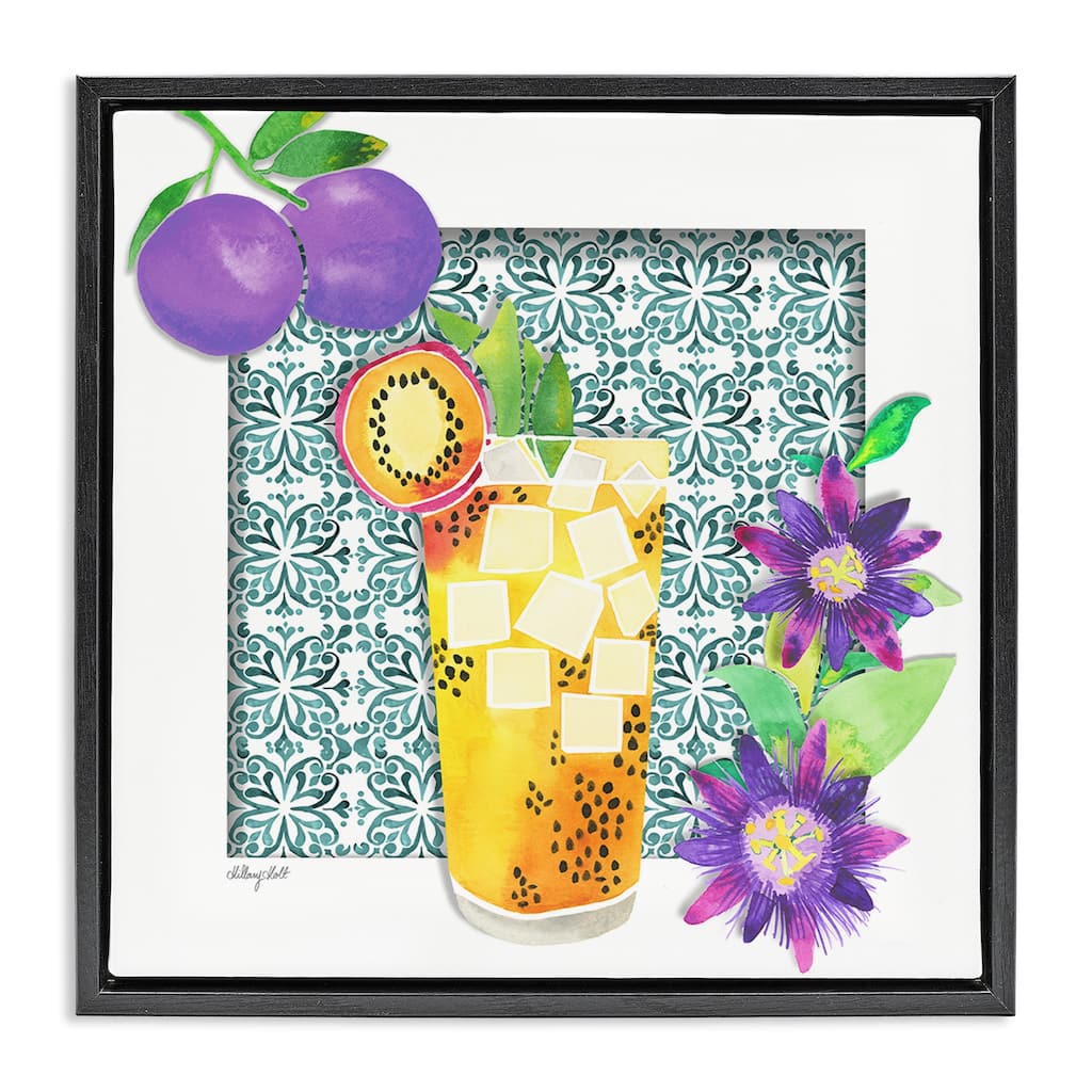 Stupell Passion Fruit Cocktail Framed Floater Canvas Wall Art Design By Hillary Holt