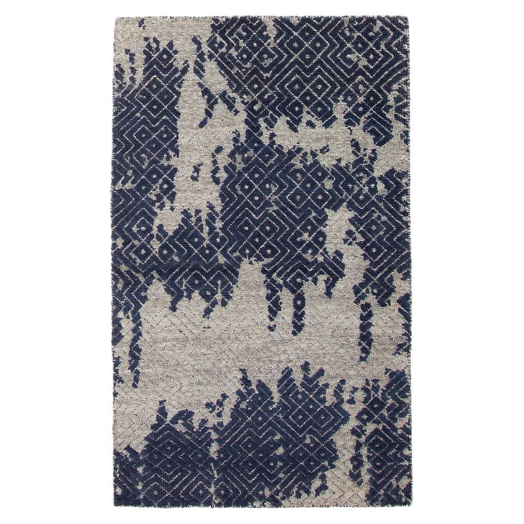 ECARPETGALLERY Hand-knotted Tangier Navy Wool Rug - 2'11 x 4'11