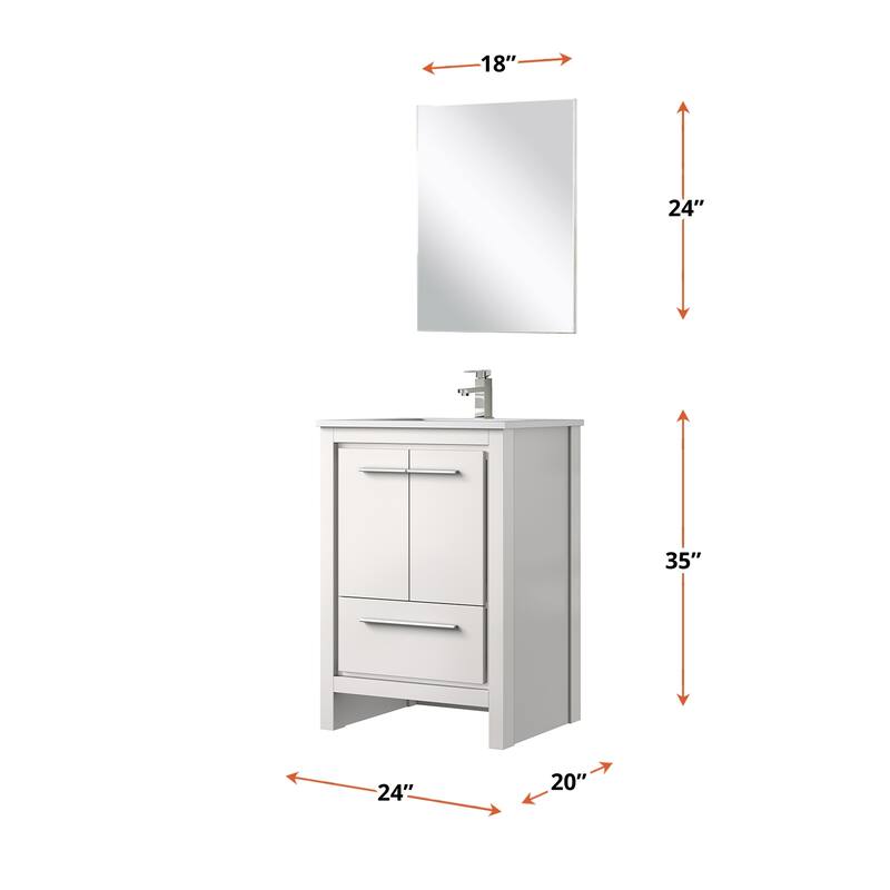 Lafarre Bath Vanity Quartz Top, Sink, Mirror & Brushed Nickel Faucet