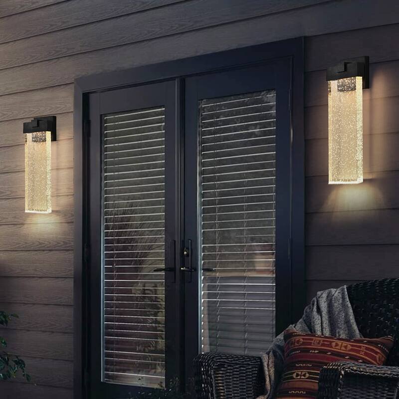 18" Modern Outdoor Wall Light Fixture, Weatherproof LED Wall Sconce Up and Down Lighting for Porch, Patio and Garden