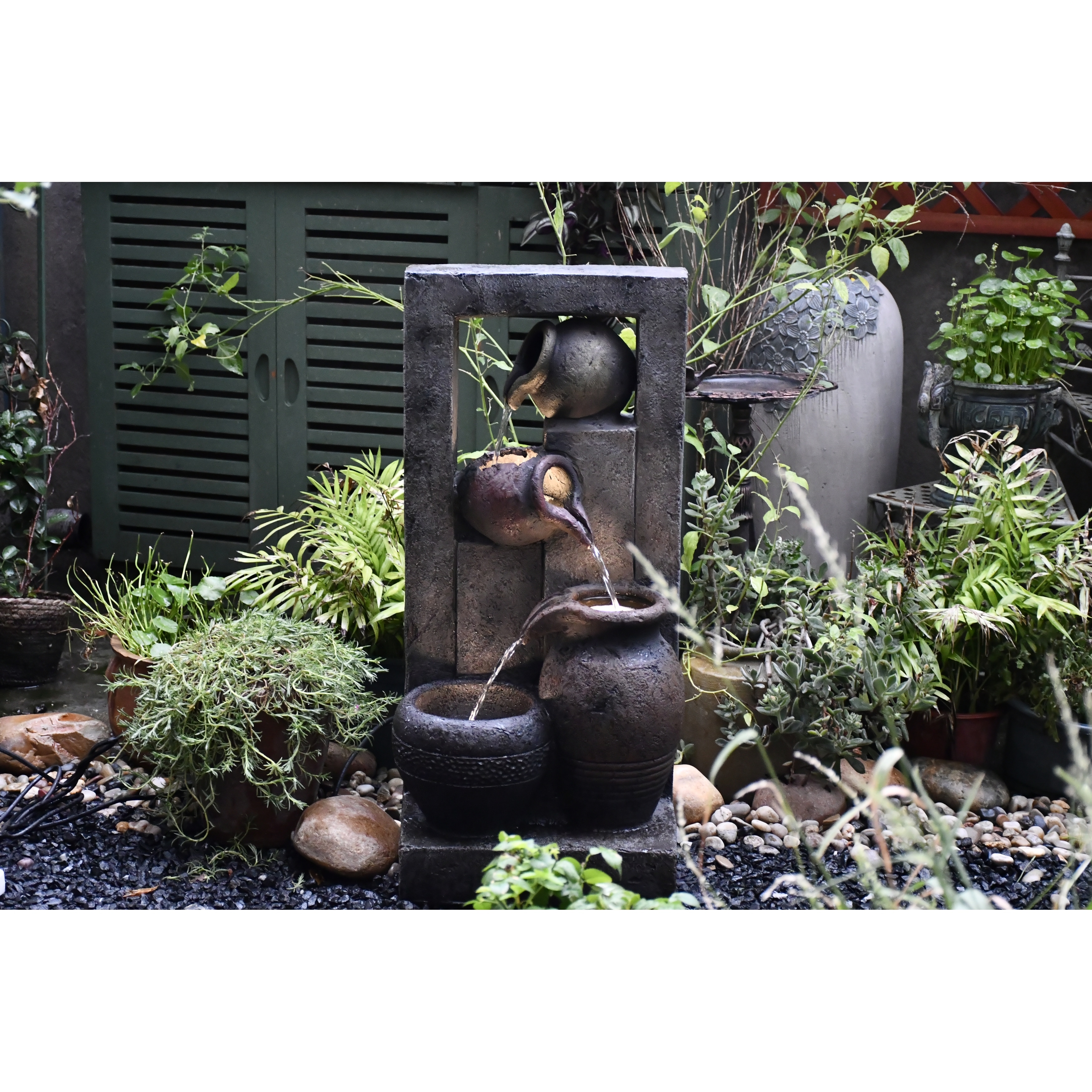 Indoor Outdoor 4-Tier standing Floor Rack Water Fall Fountain with 3pcs  Yellow LED Light for Patio Yard Garden Lawn - Bed Bath \u0026 Beyond - 35721186, image size:3500x3500