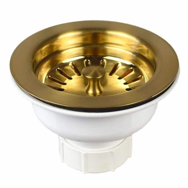 slide 2 of 4, 3.5" Basket Strainer for Kitchen Sink Drain Brushed Gold