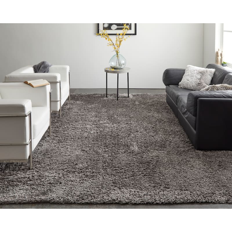 Loman Solid Modern Area Rug - 10' x 14' - Gray