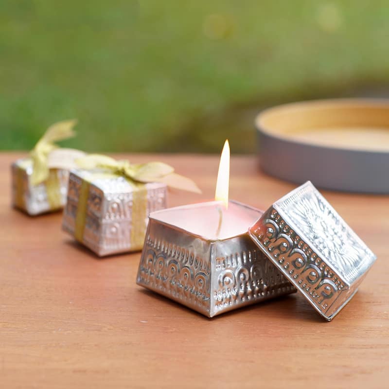 Novica Handmade Evening Glow Aluminum Tinned Candles (Set Of 3)