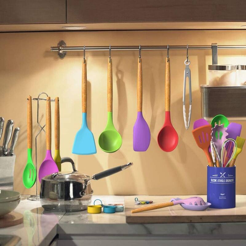 Kitchen Cooking Utensils Set, 33 pcs Non-Stick Utensils Spatula Set with Holder