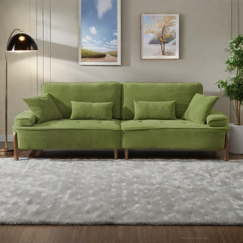 103" Foam 3-Seater Sofa with 4 Pillows and Solid Wood Frame - 600LB Capacity Breathable Sectional