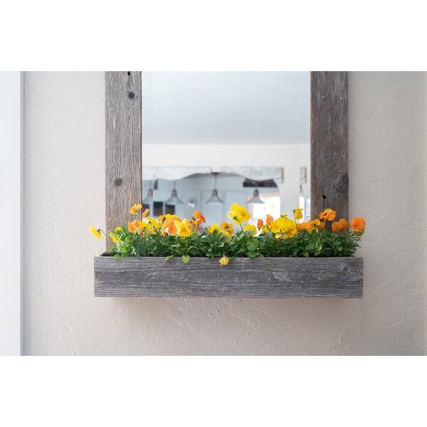 Rustic Weathered Gray Reclaimed Wood Plank Mirror With Shelf Rustic Weathered Gray Reclaimed Wood Plank Mirror With Shelf