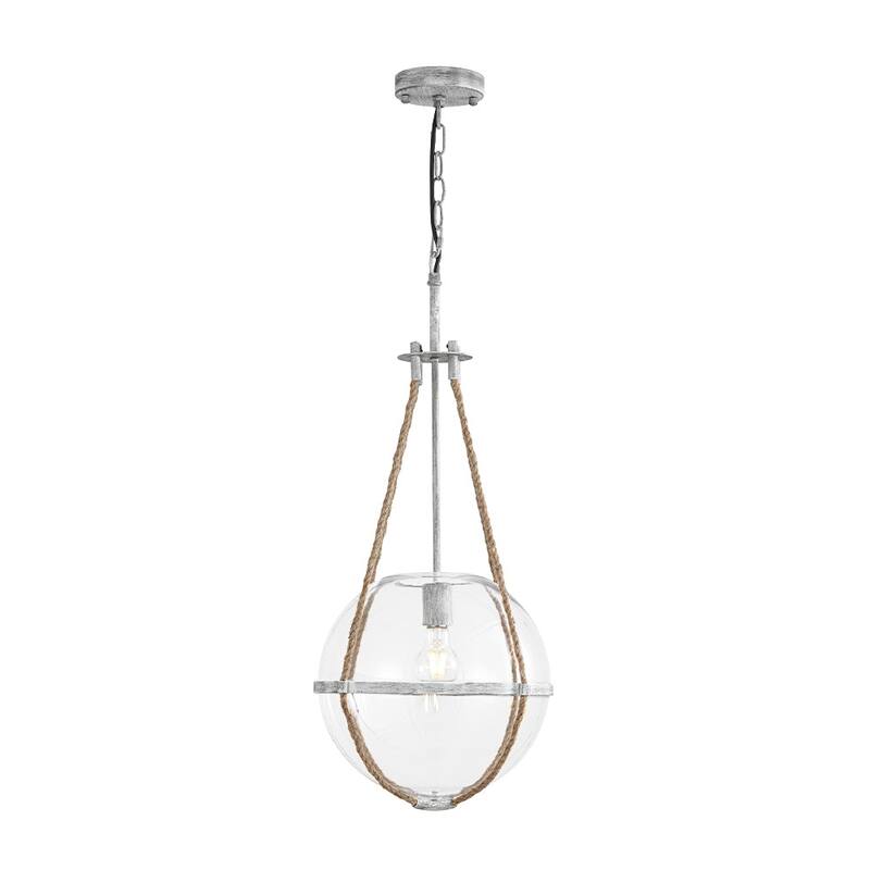 Shabby Chic Hemp Rope Single Glass Globe pendant Light