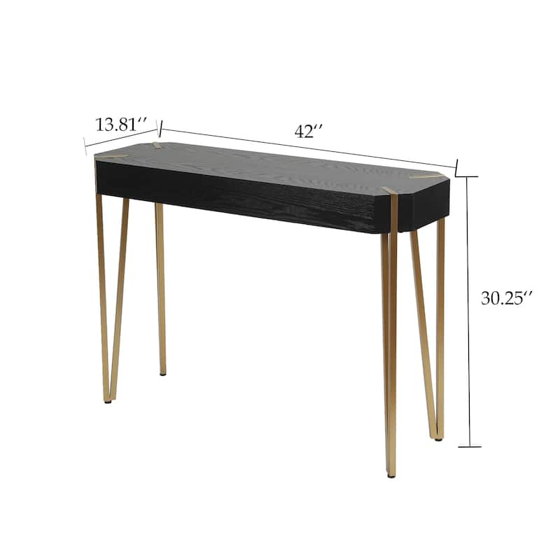 Black Wood and Gold Metal Console and Entry Table - 30.25" H x 42" W
