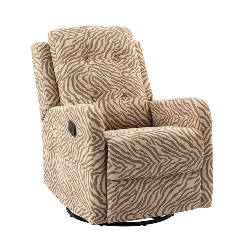 Arlette Contemporary Floral Manual Swivel Recliner with Tufted Back and Angle Adjustment Button
