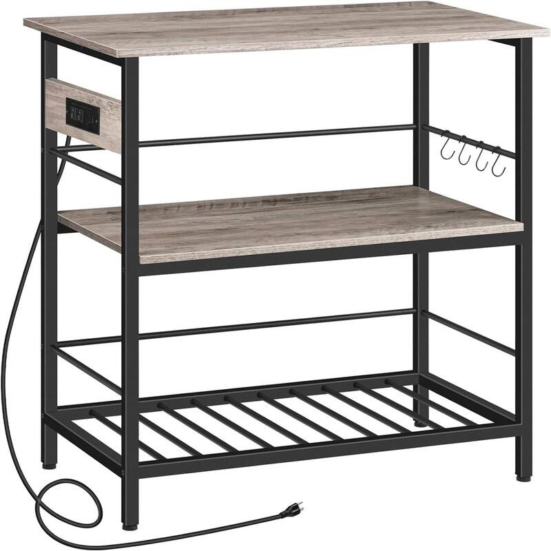 Kitchen Island with Storage - 18.9"D x 35.4"W x 35.8"H - Greige + Black