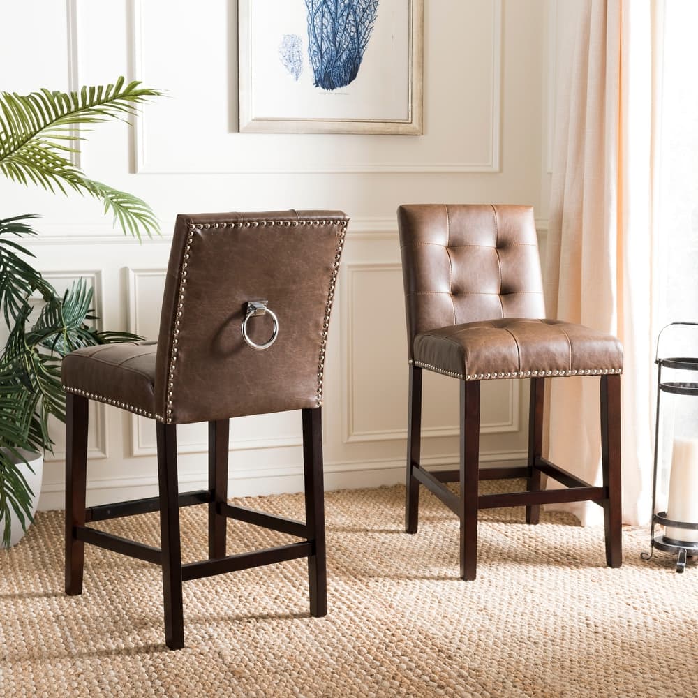 SAFAVIEH Vivien 27-inch Tufted Counter Stool (Set of 2) - 19Wx23Dx40H