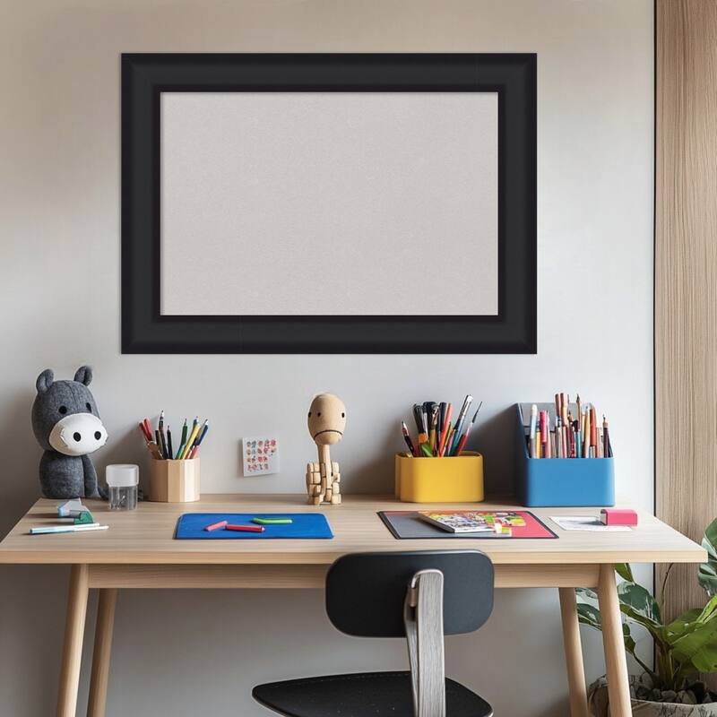 Oliver Black Wood Framed Cork Board - Bulletin Board, Organization Board, Pin Board
