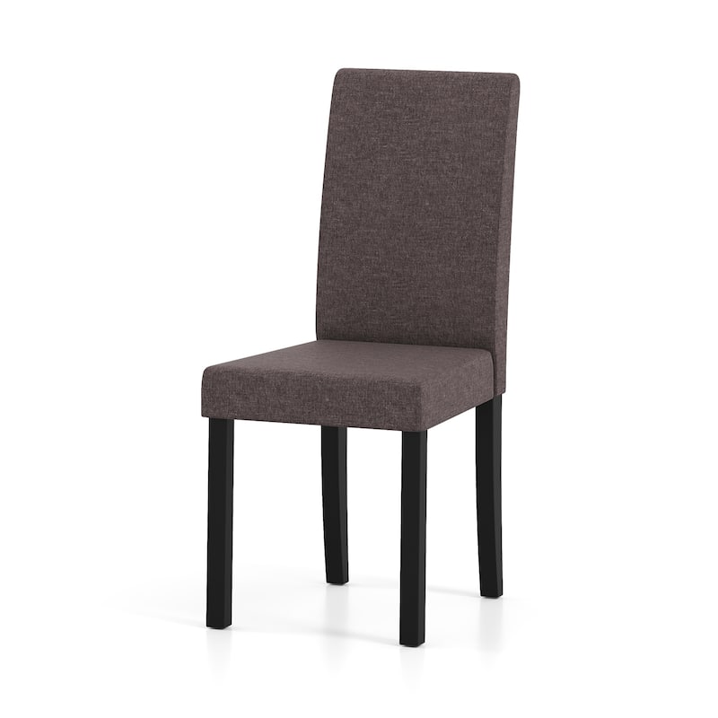 Set of 2 Modern Rubber Wood Dining Chairs with Faux Linen Upholstery and Cushioned Seats - 17" x 22" x 35.5" (L x W x H)