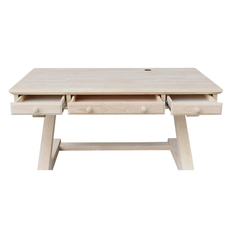 Solid Wood Unfinished Executive Desk with Zodiac Base