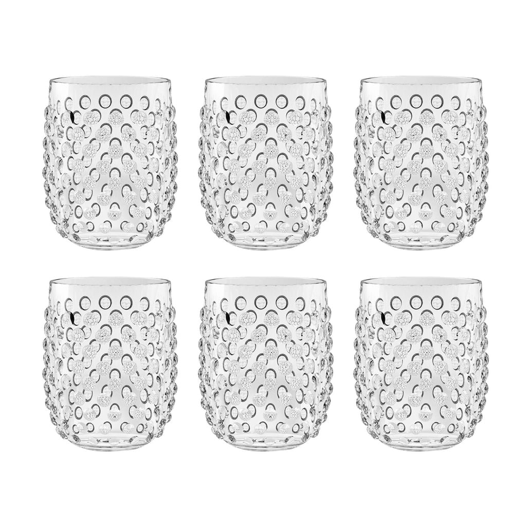 Abode Homewares Hobnail Acrylic Stemless Wine Glass - 15 oz - Set of 6