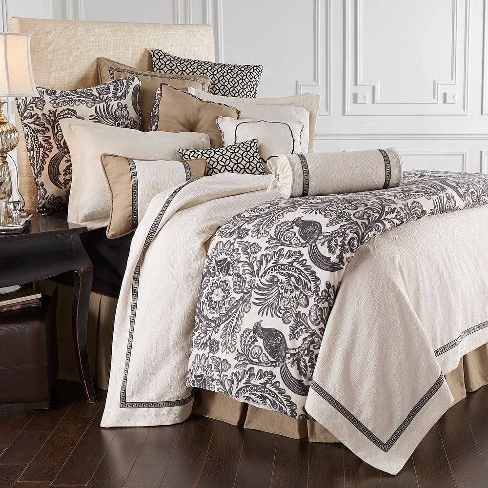 HiEnd Accents Augusta Black and White Botanical Toile Duvet Cover,1PC