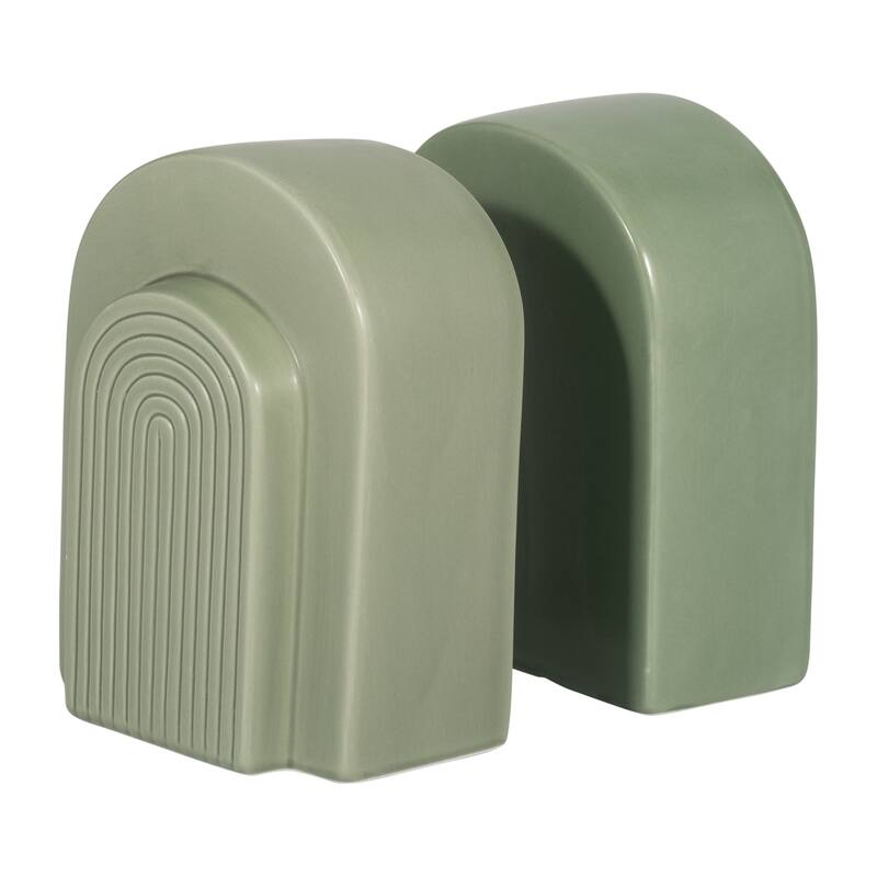 Stoneware Ceramic Boho Arch Design Modern Decorative Bookends Set of 2