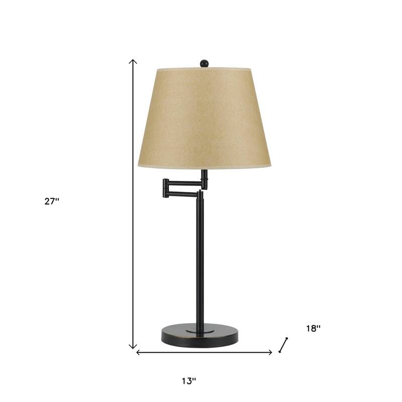 28" Contemporary Swing Arm Table Lamp with Adjustable Light and Steel Base Empire Shade 3-Way Switch - 28"H x 13"W x 18"D