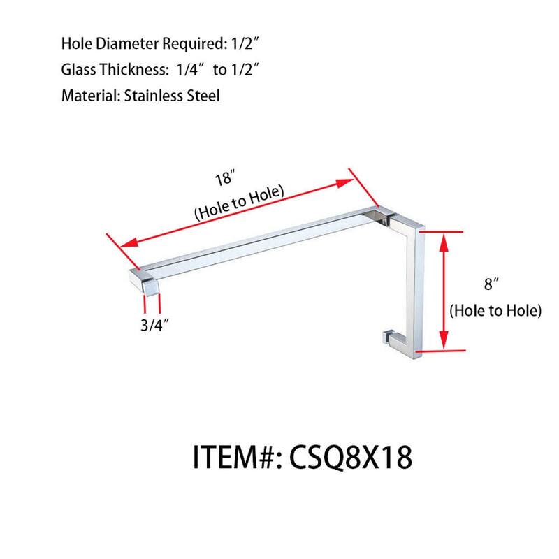 CEL Square Tubing 8" Pull Handle with 18" Towel Bar Comb Sets for Shower Door - 8" x 18"