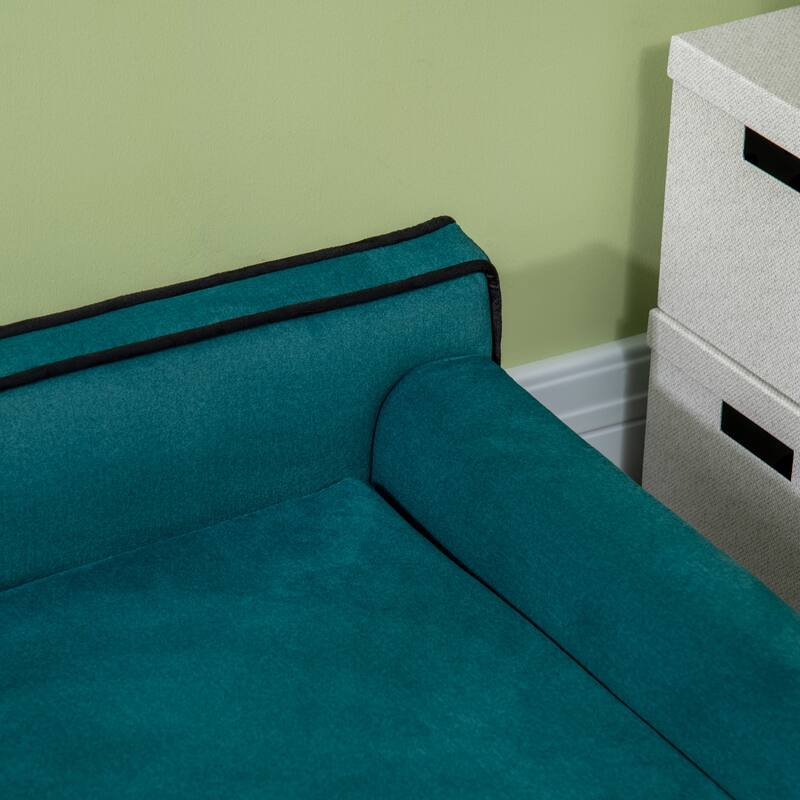 PawHut Soft Foam Large Dog Couch for a Fancy Dog Bed, Spongy Dog Sofa Bed, Washable Cover, Elevated Dog Bed, Teal
