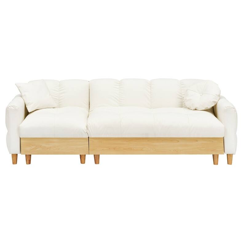 87" Tech Fabric, Teddy Velvet Upholstered Sofa Bed with Storage