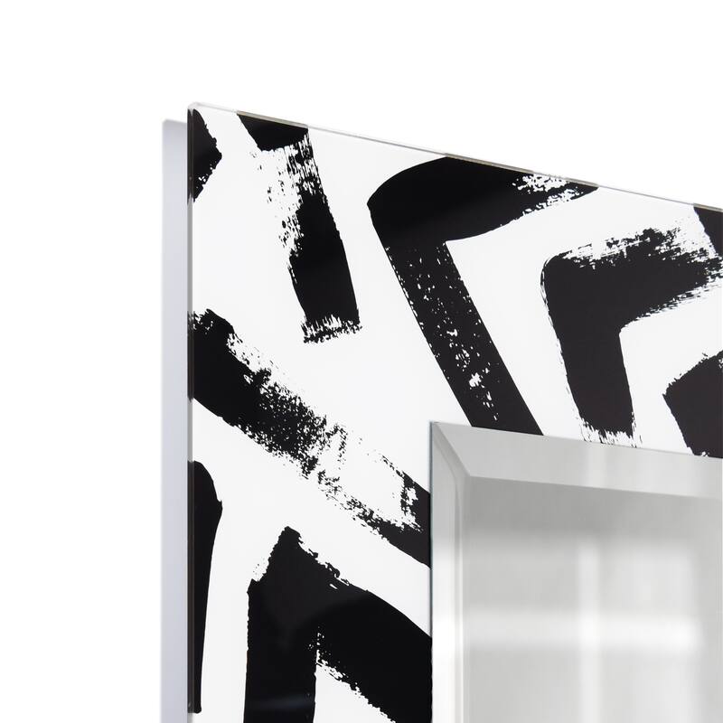 "Intertwined" Rectangular Beveled Mirror on Free Floating Reverse Printed Tempered Art Glass - 48" x 32"