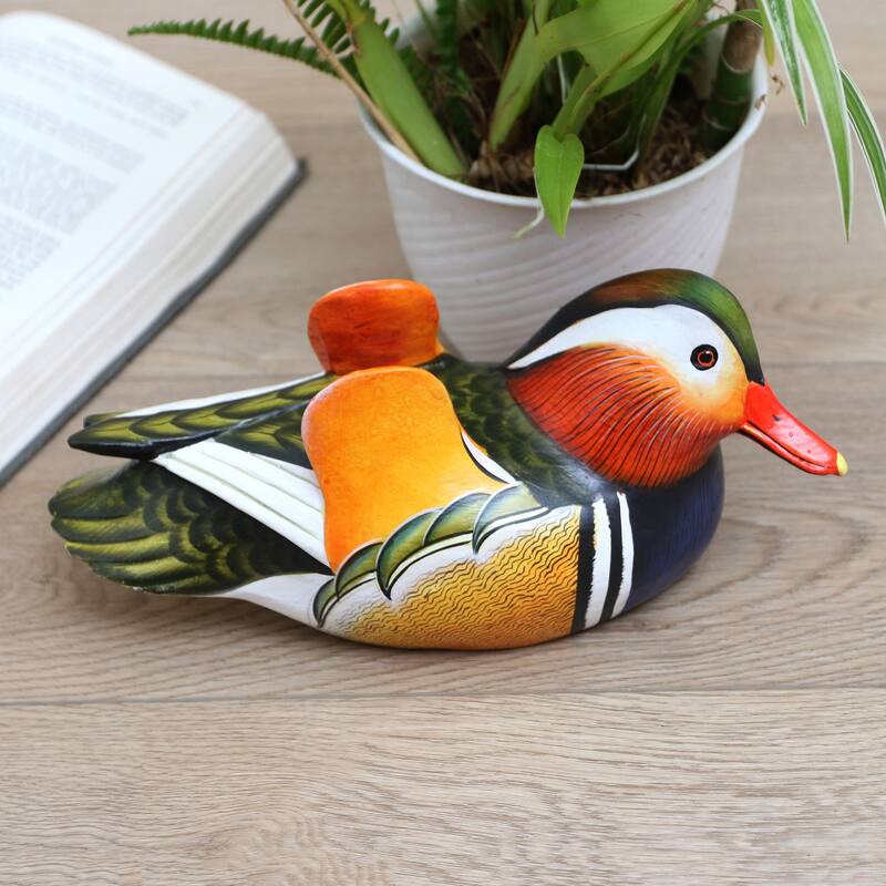 Novica Handmade Colorful Mandarin Wood Sculpture