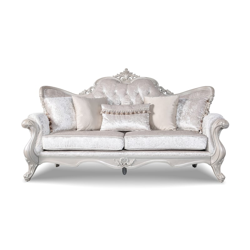 Furniture of America Clarissa Traditional 3-Seater Sofa with Button Tufted Back and Accent Pillow