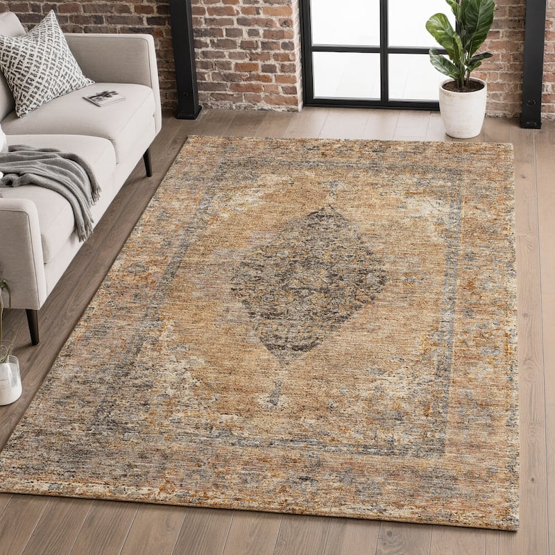Premium Washable Super Soft Vintage Traditional Mayfield Rug - Copper - 10' x 14'