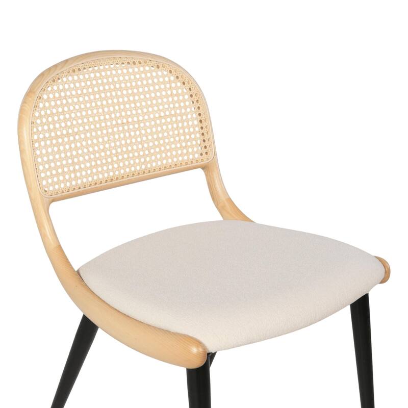 Breuer Chair Company Giola Dining Side Chair w/ Padded Seat Ash Wood Cane Back & Steel Legs (Variations; Made in Italy)
