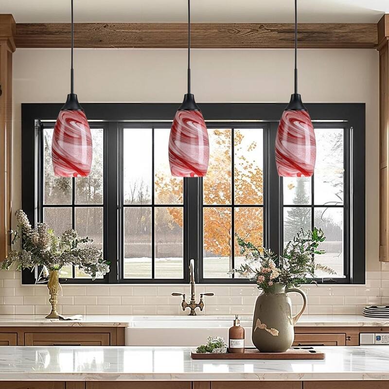 4.72” Hanging light red pendant light fixtures glass pendant light