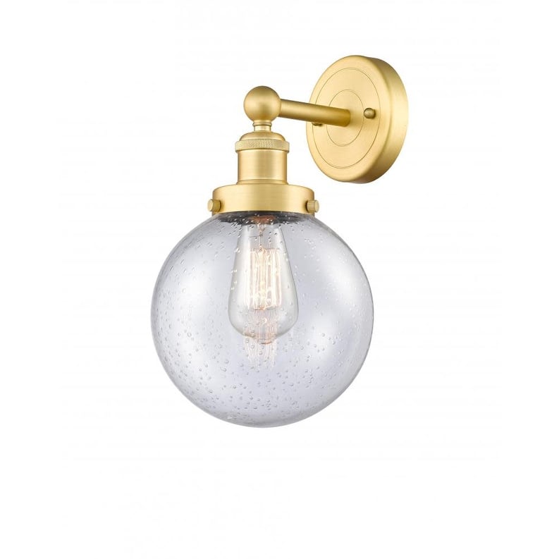 Innovations Lighting 616-1W-10-7-L Beacon Sconce Beacon 10" Tall Wall - Satin Gold / Seedy