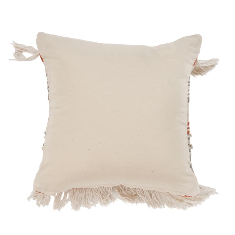 Sevita Boho Fringed 18-Inch Cotton Decorative Pillow