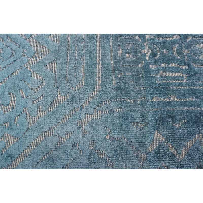 ECARPETGALLERY Hand-knotted Elysian Turquoise Viscose Rug - 5'3 x 7'9