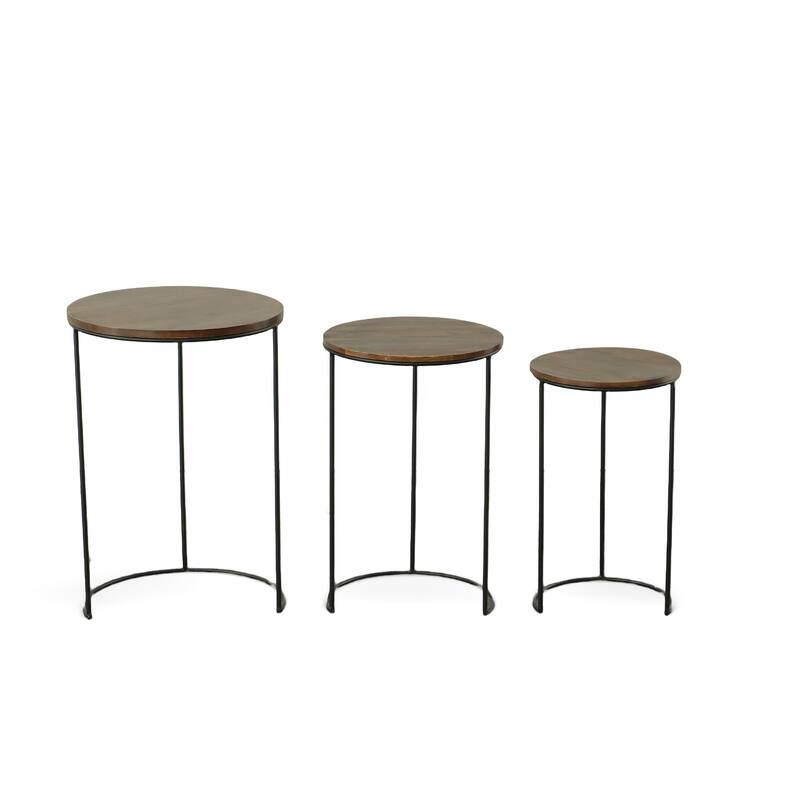 Carolina Living Mackintosh Round Nesting Tables - Chestnut/Black