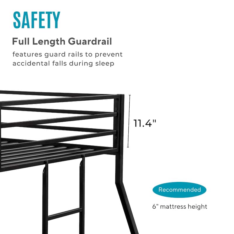 Furniture of America Jackson Modern Metal Twin over Full Low Profile Bunk Bed with Reversible Ladder