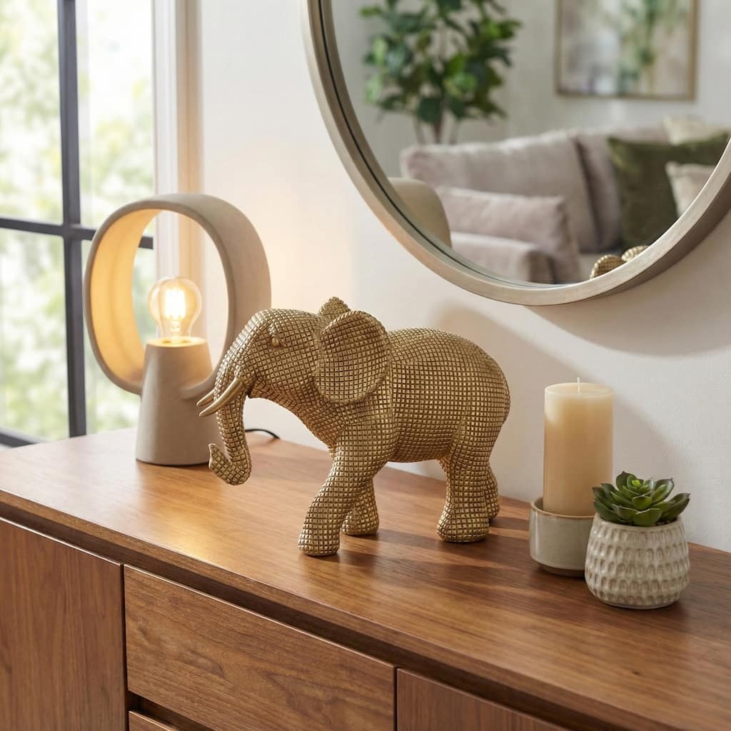 Resin Geometric Elephant Decorative Figurine - 8"