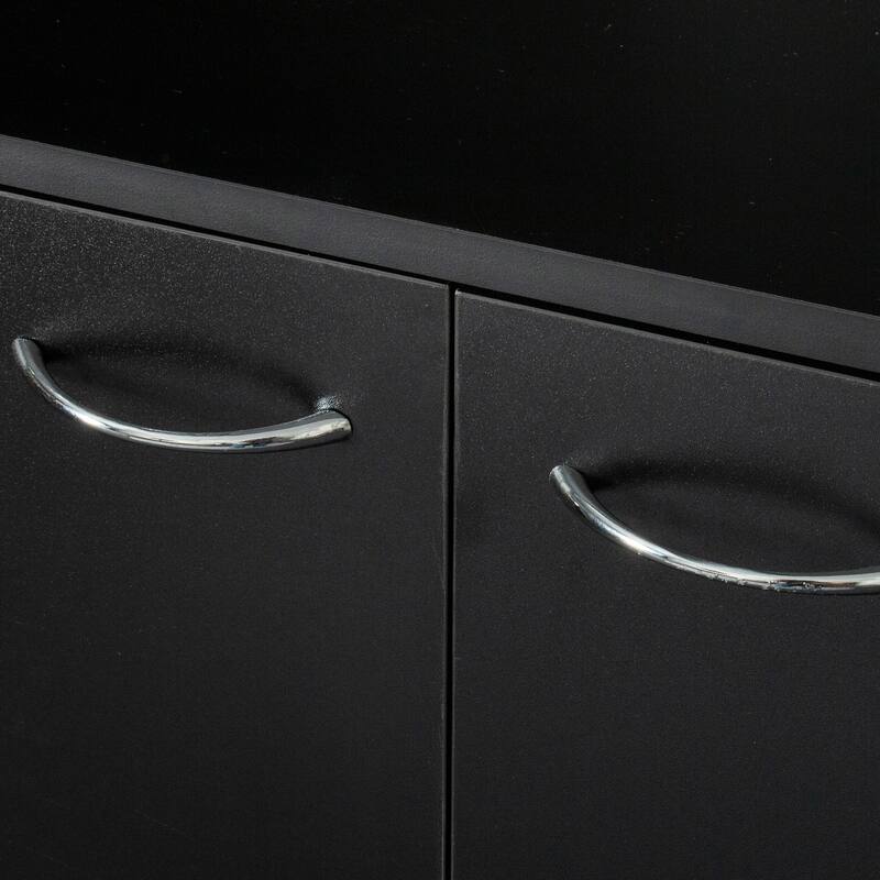 Anmytek 70.87" Tall Black Kitchen Pantry Cabinet with 6 Doors 1 Drawer and Open Shelf for Bedroom Kitchen Storage