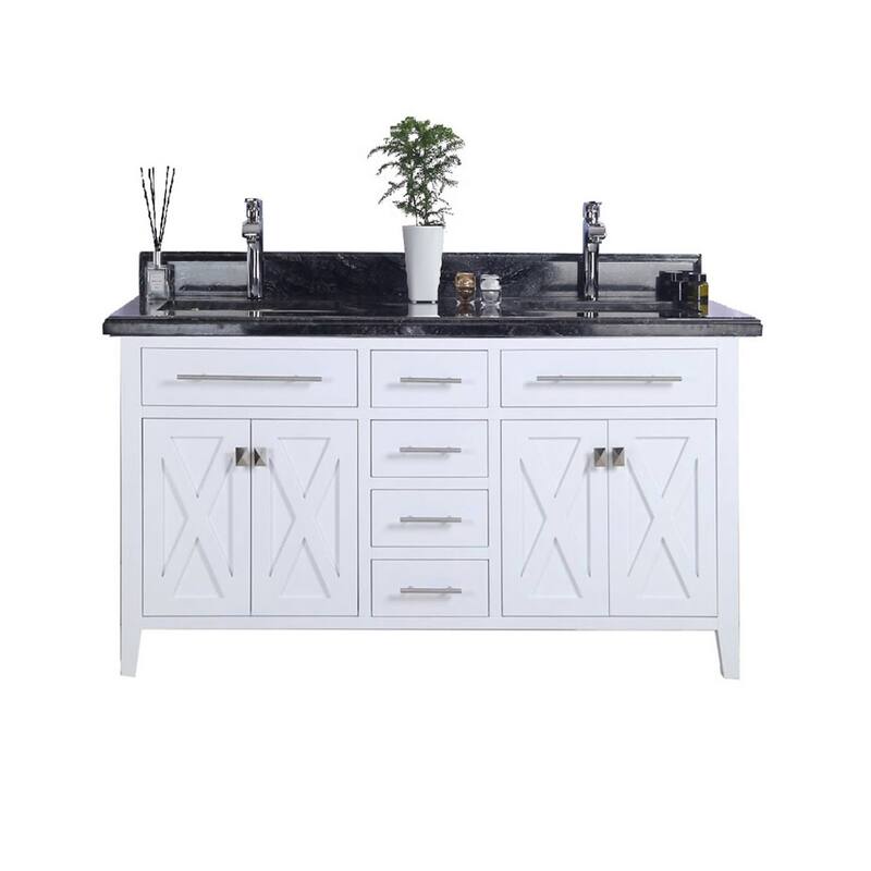 Miseno MV-60-313YG319 Wimbledon 60" Free Standing Double Basin Vanity - White / Black Wood