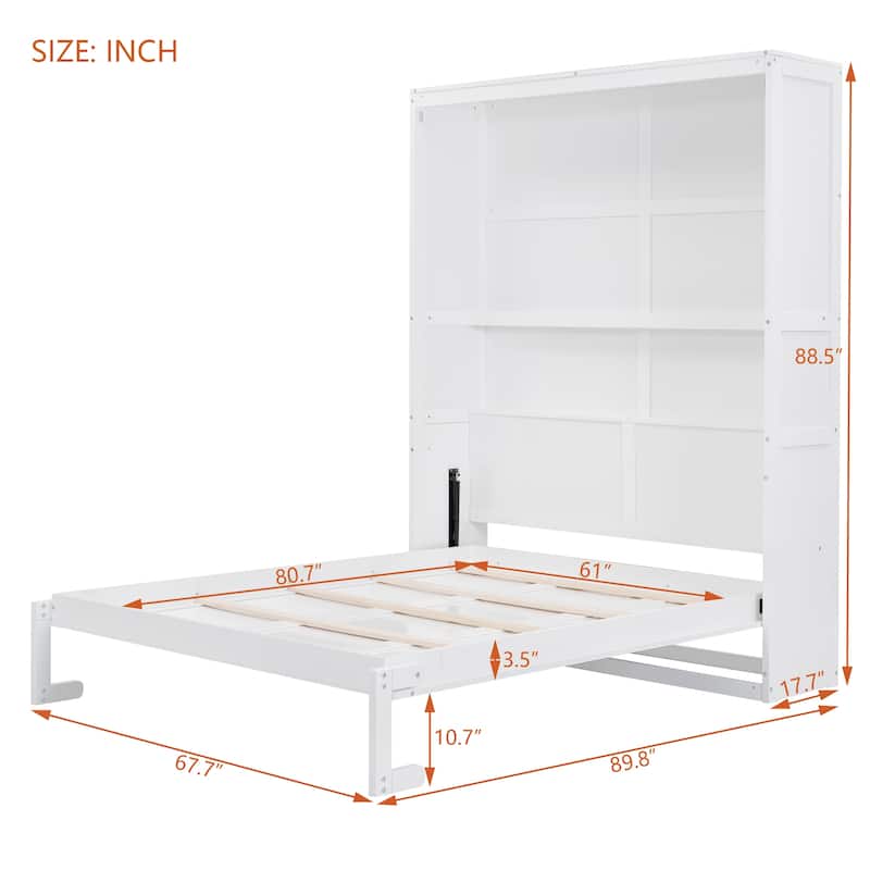 Wooden Wall Murphy Bed with Shelves