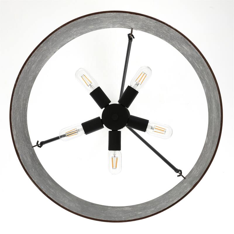GetLedel 24" 5-Light Distressed Metal Drum Chandelier