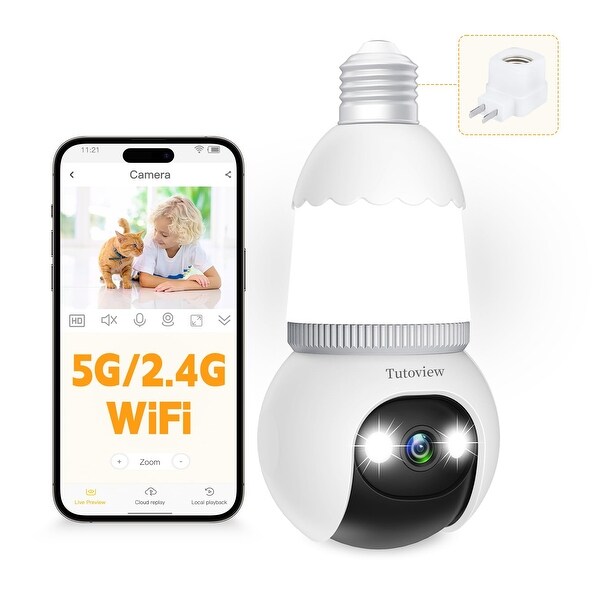 4MP Light Bulb Wireless Security Camera with Night Vision Alerts Bed Bath Beyond 42325141