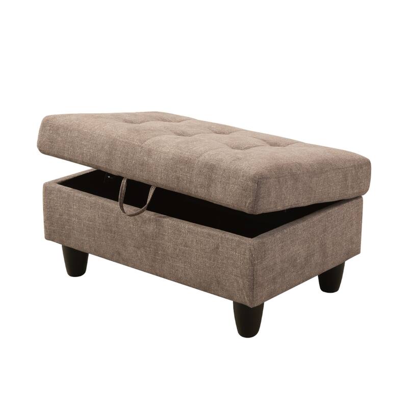 KISRAIS 34" Wide Upholstered Storage Ottoman
